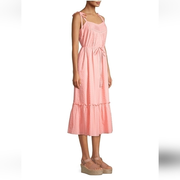 Rebecca Taylor LA VIE Kelsey Textured Midi Dress In Color Blossom Size L - Picture 9 of 16